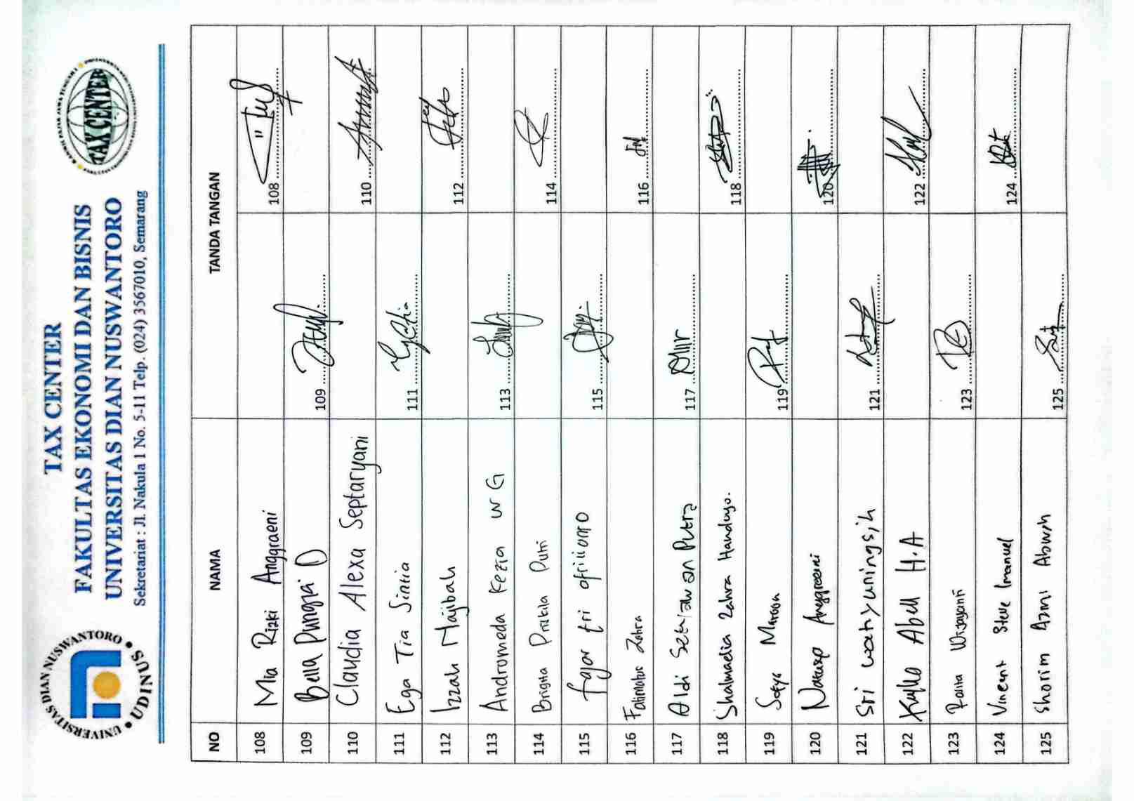 7. Daftar Hadir Peserta